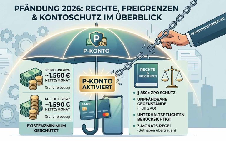 Pfändung 2026: Rechte, Freigrenzen und Kontoschutz im Überblick Pfändung 2026: Rechte, Freigrenzen und Kontoschutz im Überblick