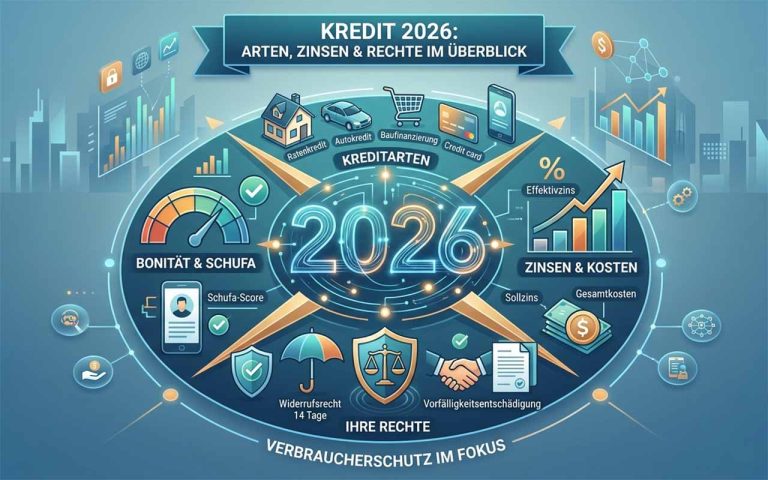 Kredit aufnehmen 2026: Arten, Zinsen und Ihre Rechte im Überblick Kredit aufnehmen 2026: Arten, Zinsen und Ihre Rechte im Überblick