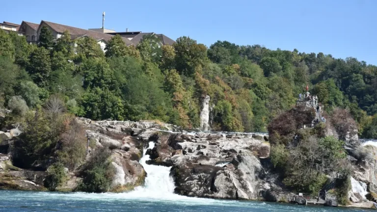 Rheinfall in der Schweiz führt so wenig Wasser wie seit Jahrzehnten nicht mehr Der Rheinfall in der Schweiz führt so wenig Wasser wie zuletzt 1966 und 1888. Die Schifffahrt läuft weiter, während ungewöhnlich viele Felsen sichtbar werden.
